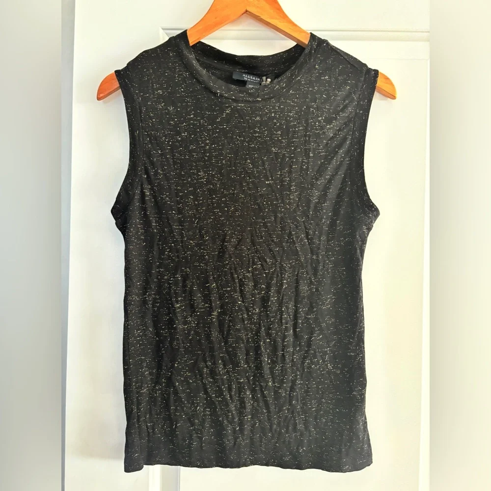 NWT All Saints Imogen Shimmer Sleeveless Tank Top - Picture 2 of 10